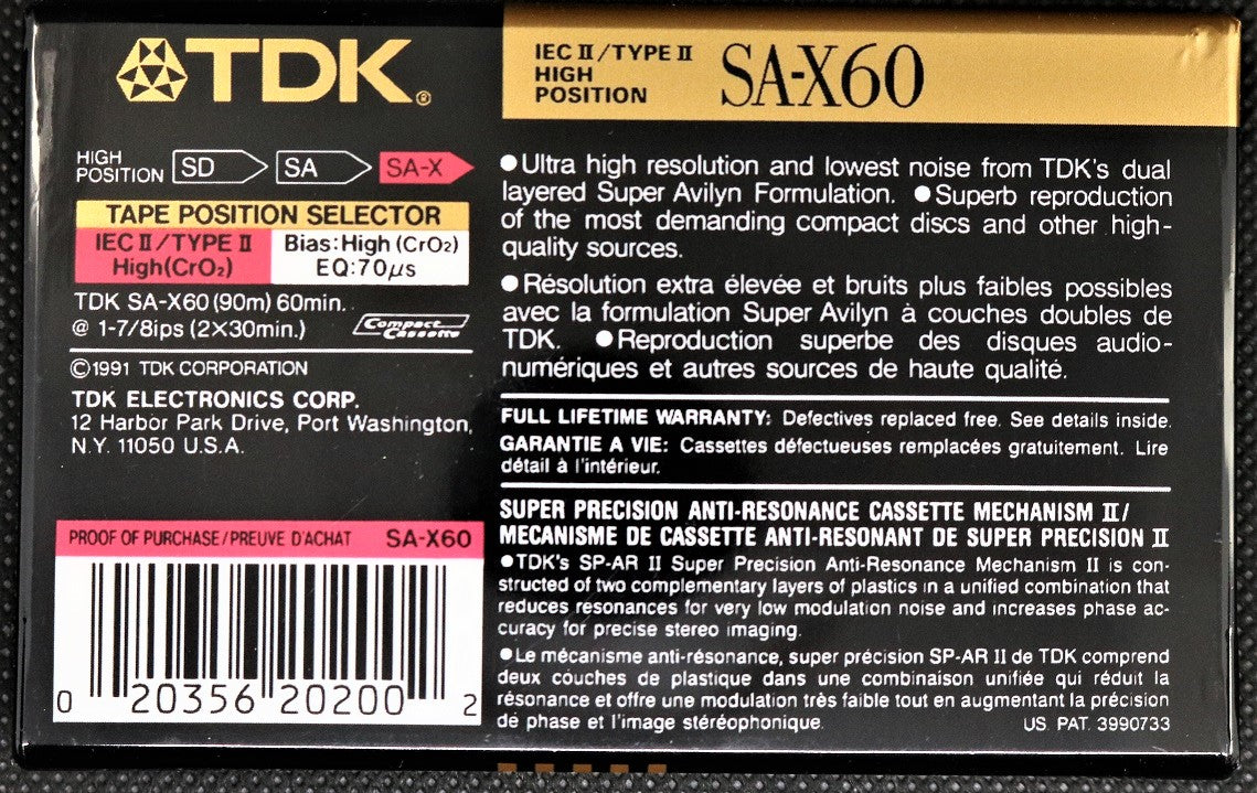 TDK SA-X - 1991 - US